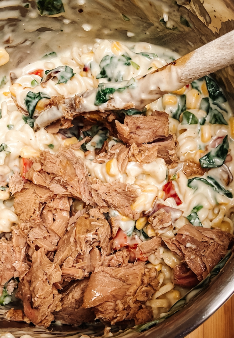 Tuna And Sweetcorn Pasta Bake With Roast Red Pepper And Spinach ...