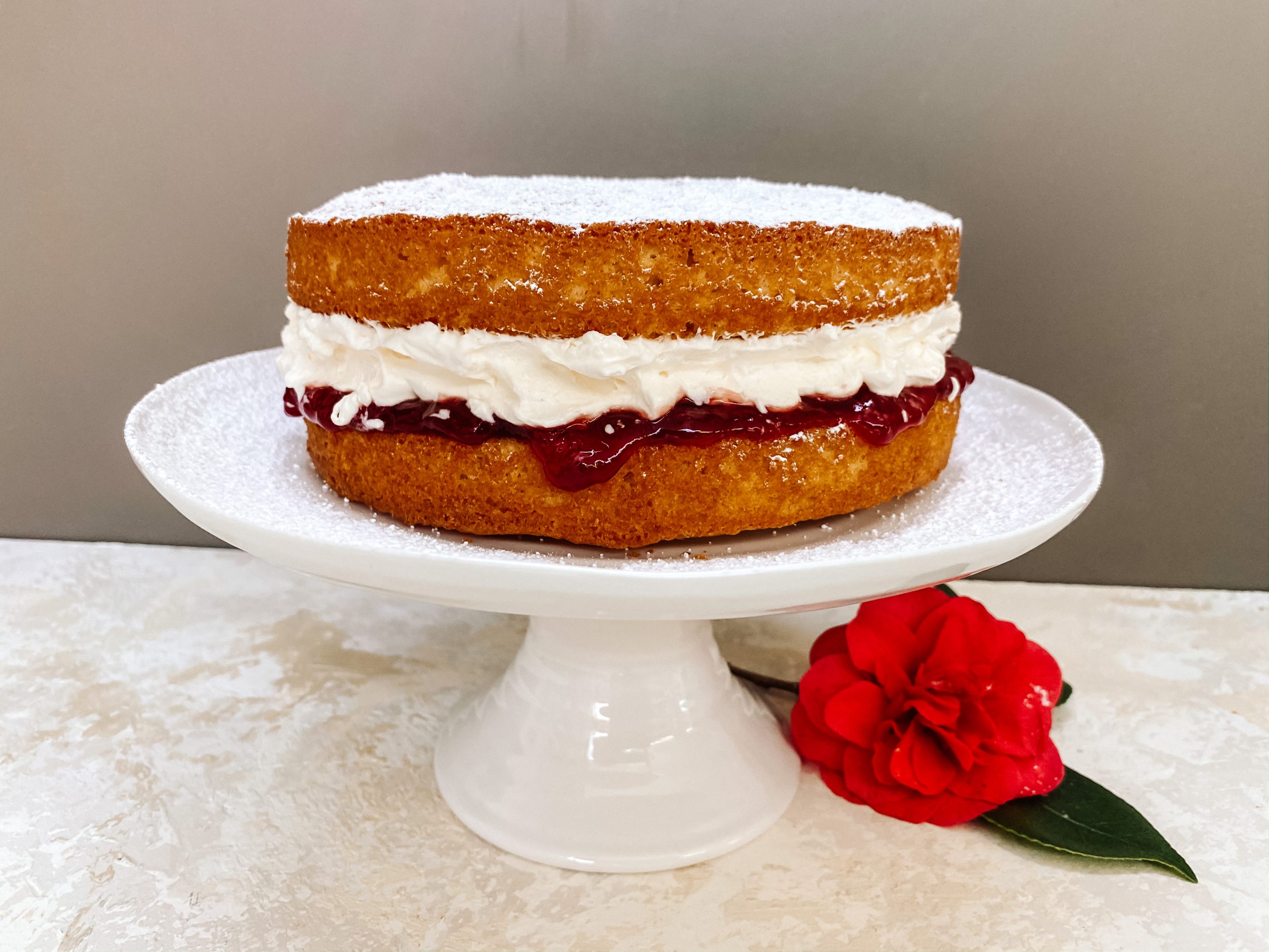 Victorian Sponge Cake with Fresh Cream and Strawberry Jam