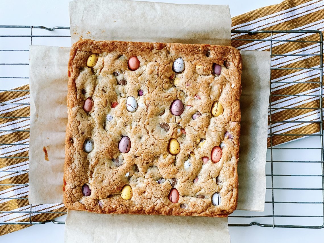 Photograph of Chocolate Mini Egg Cookie Bars