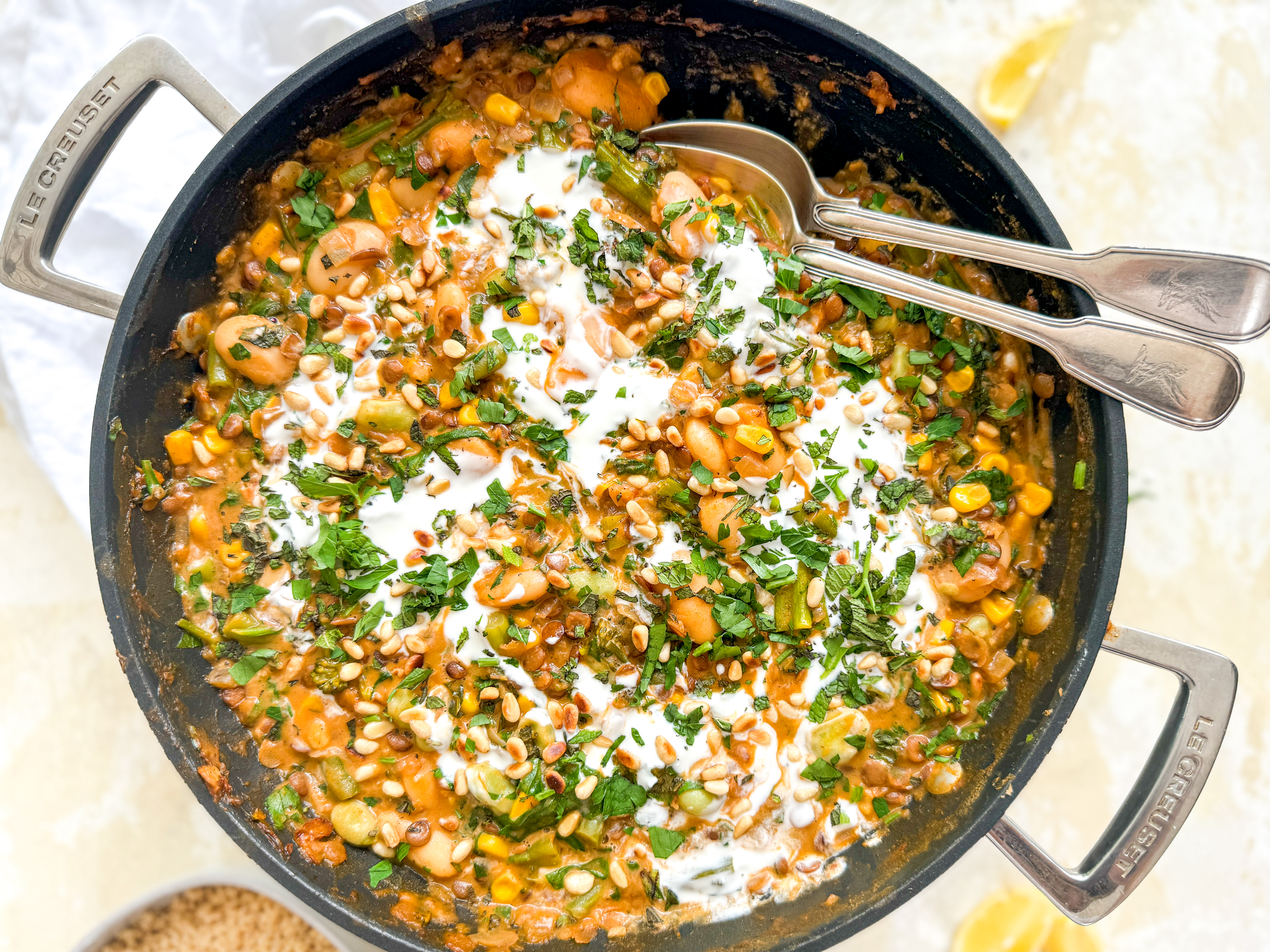 Photograph of Middle Eastern inspired Butter Bean and Vegetable Stew with Parsley and Mint