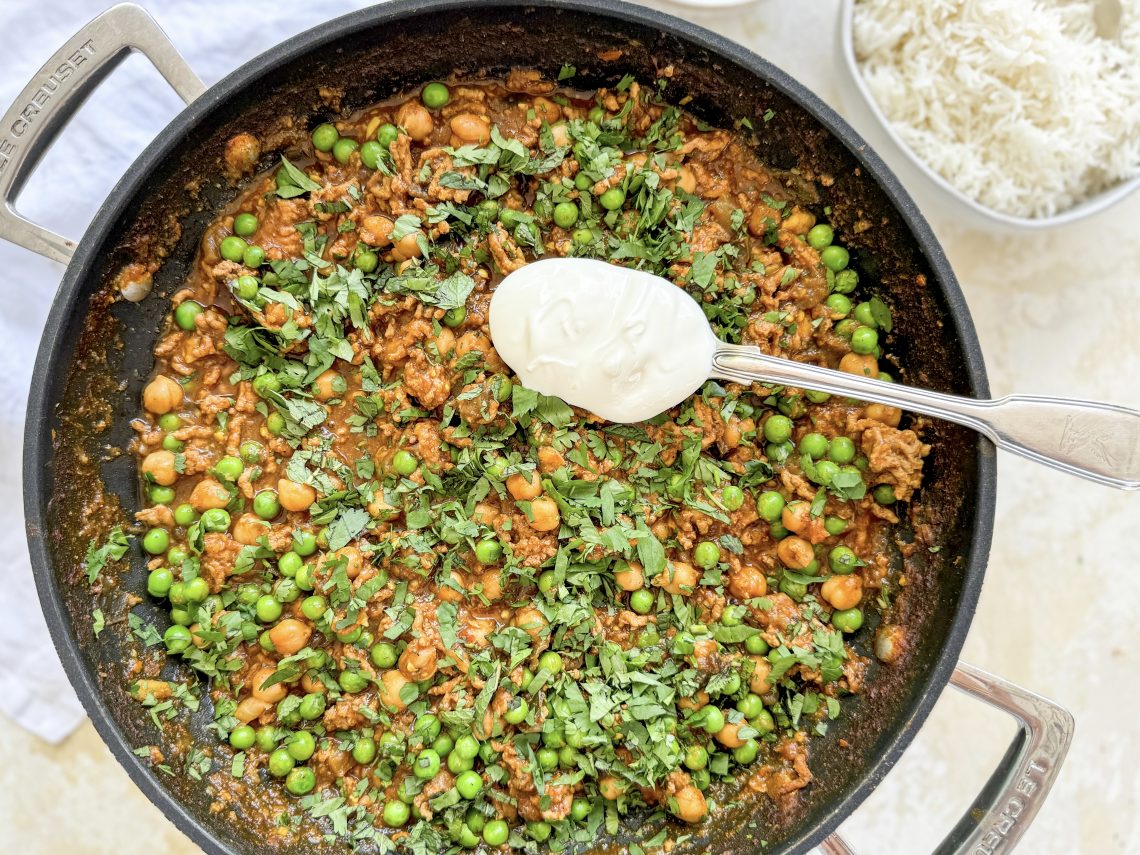 Photograph of Lamb Keema with Aubergine and Chickpeas