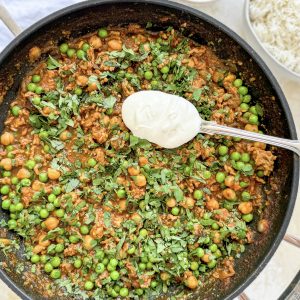 Photograph of Lamb Keema with Aubergine and Chickpeas