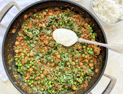 Photograph of Lamb Keema with Aubergine and Chickpeas